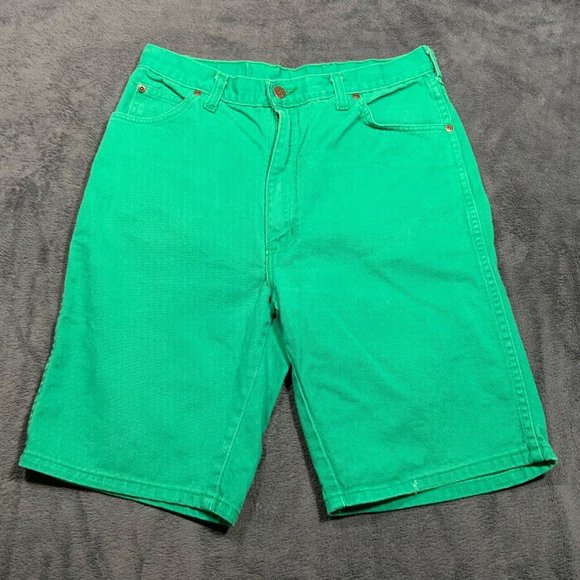Vintage BRISTOL BLUES Womens Jean Short Waist 32 Green Denim USA High Rise Chino - Picture 2 of 8